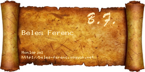 Beles Ferenc névjegykártya
